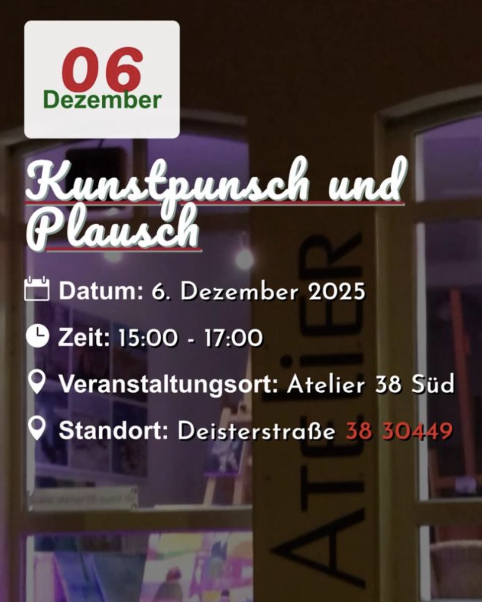 Lebendiger Adventskalender: Kunstpunsch im Atelier 38 Süd